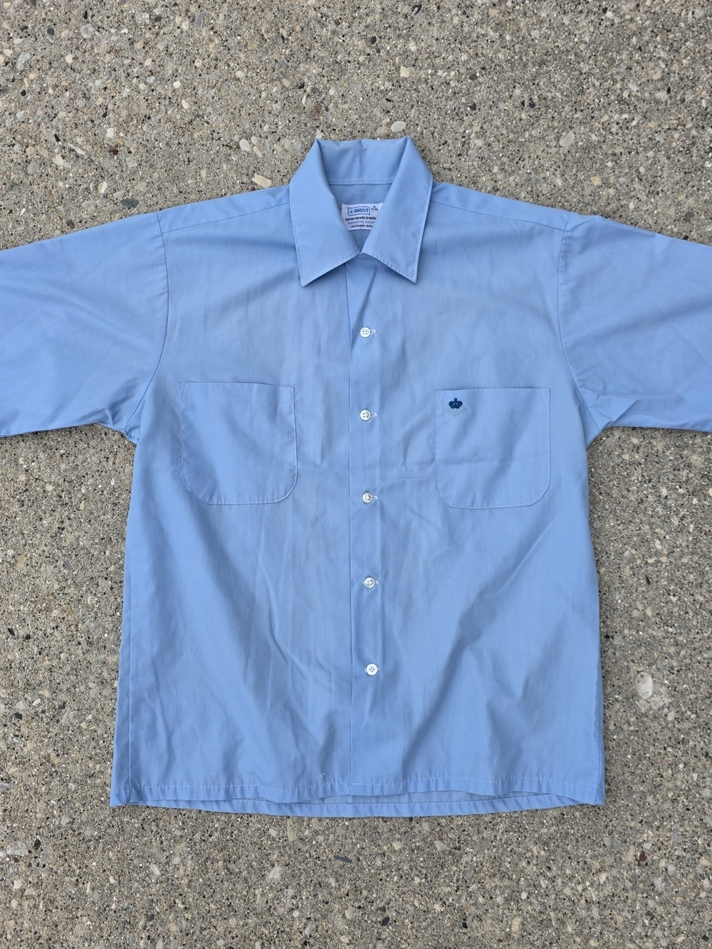 Vintage Brent Montgomery Ward Blue Embroidered Crown Shirt Mens Medium